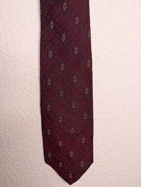 VTG Christian Dior Le Connaisseur Italian Silk Burgundy Tie Men Academia Work